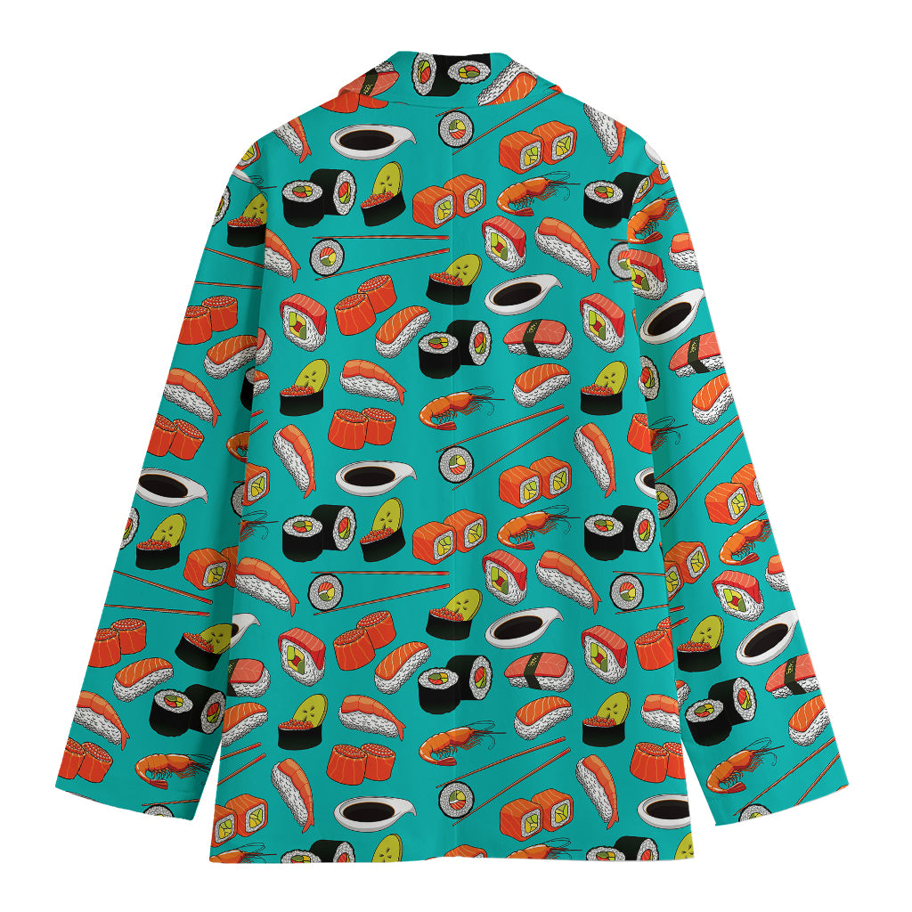 Japanese Sushi And Rolls Pattern Print Women's Blazer