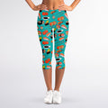 Japanese Sushi And Rolls Pattern Print Women's Capri Leggings