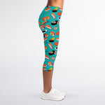 Japanese Sushi And Rolls Pattern Print Women's Capri Leggings