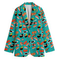 Japanese Sushi And Rolls Pattern Print Women's Cotton Blazer