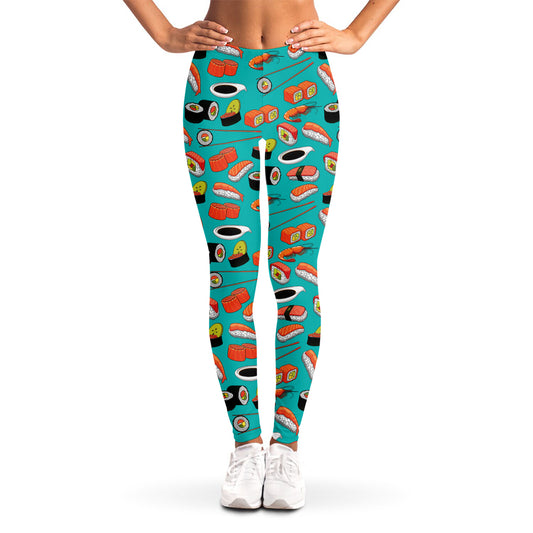 Japanese Sushi And Rolls Pattern Print Women's Leggings