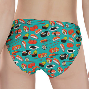 Japanese Sushi And Rolls Pattern Print Women's Panties