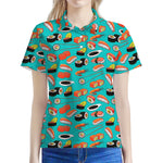Japanese Sushi And Rolls Pattern Print Women's Polo Shirt