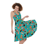 Japanese Sushi And Rolls Pattern Print Women's Sleeveless Dress