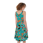 Japanese Sushi And Rolls Pattern Print Women's Sleeveless Dress
