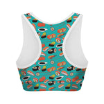 Japanese Sushi And Rolls Pattern Print Women's Sports Bra