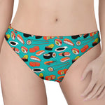 Japanese Sushi And Rolls Pattern Print Women's Thong