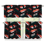 Japanese Sushi Pattern Print 3 Piece Kitchen Curtains