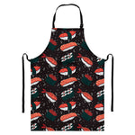 Japanese Sushi Pattern Print Bib Apron With Pocket
