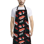 Japanese Sushi Pattern Print Bib Apron With Pocket