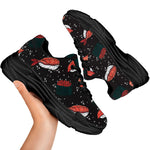 Japanese Sushi Pattern Print Black Chunky Shoes