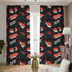 Japanese Sushi Pattern Print Blackout Pencil Pleat Curtains