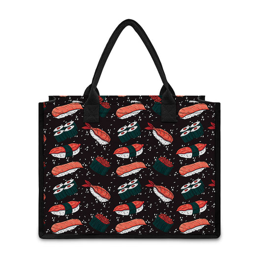 Japanese Sushi Pattern Print Canvas Tote Bag