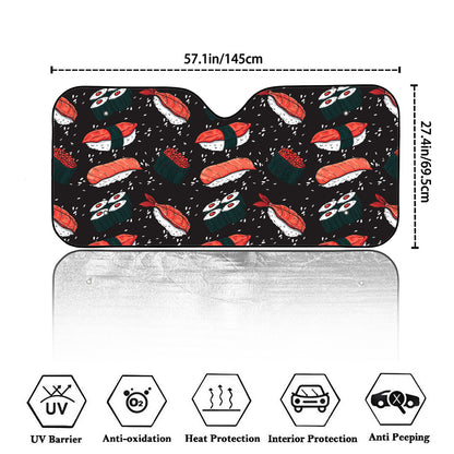 Japanese Sushi Pattern Print Car Windshield Sun Shade