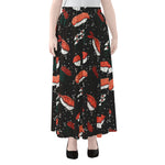 Japanese Sushi Pattern Print Chiffon Maxi Skirt