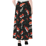 Japanese Sushi Pattern Print Chiffon Maxi Skirt