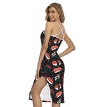 Japanese Sushi Pattern Print Cross Back Cami Dress
