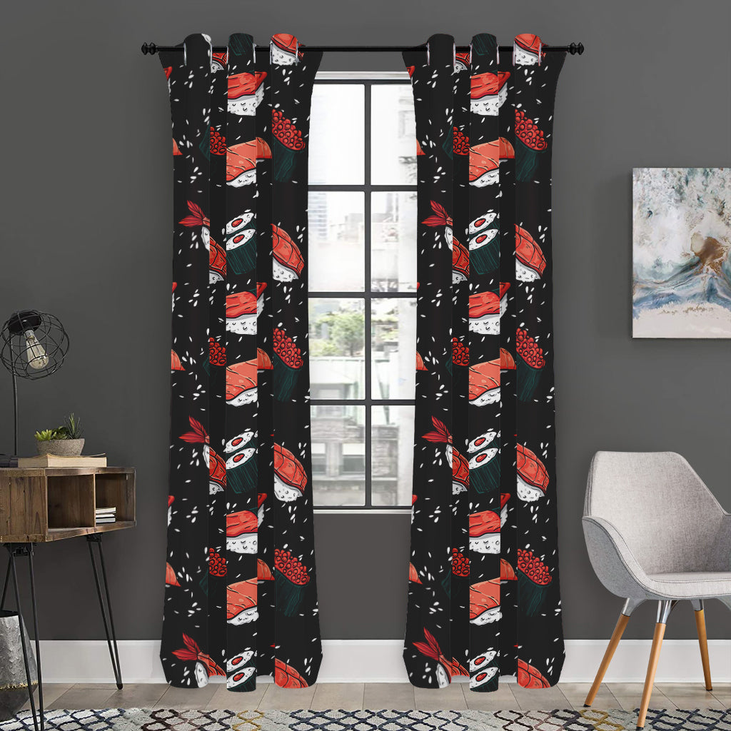 Japanese Sushi Pattern Print Curtain