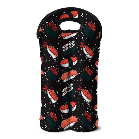 Japanese Sushi Pattern Print Double Neoprene Wine Tote