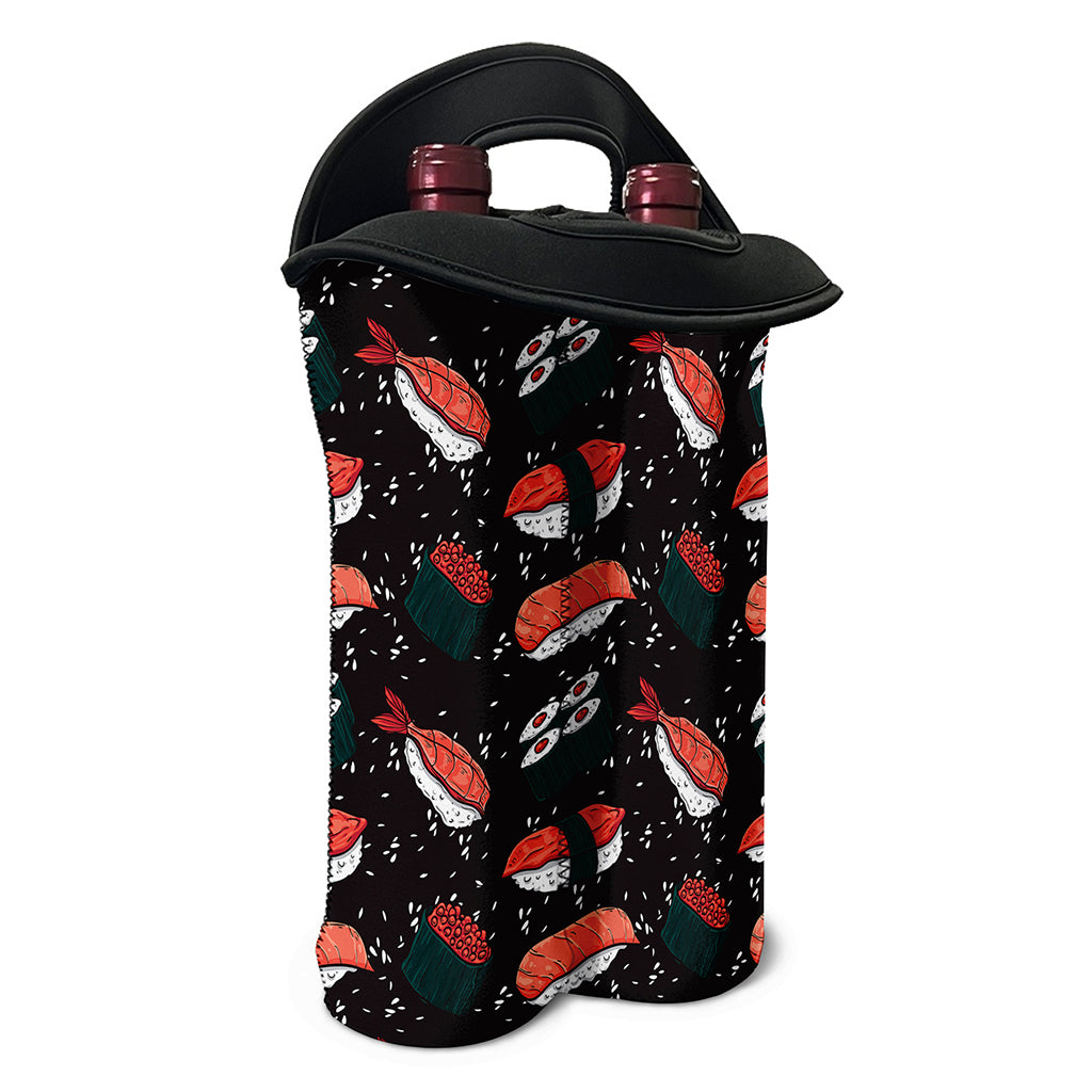 Japanese Sushi Pattern Print Double Neoprene Wine Tote