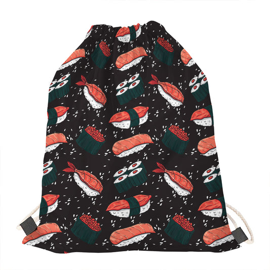 Japanese Sushi Pattern Print Drawstring Bag