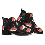 Japanese Sushi Pattern Print Flat Ankle Boots