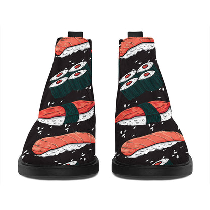 Japanese Sushi Pattern Print Flat Ankle Boots