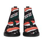 Japanese Sushi Pattern Print Flat Ankle Boots
