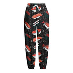 Japanese Sushi Pattern Print Fleece Lined Knit Pants