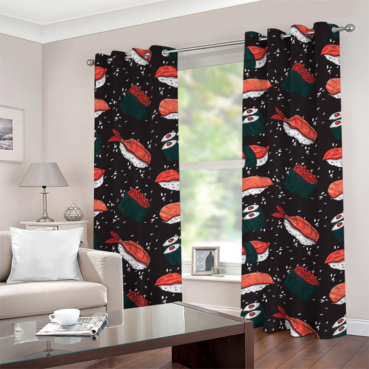 Japanese Sushi Pattern Print Grommet Curtains