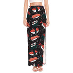 Japanese Sushi Pattern Print High Slit Maxi Skirt