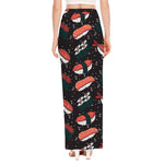 Japanese Sushi Pattern Print High Slit Maxi Skirt