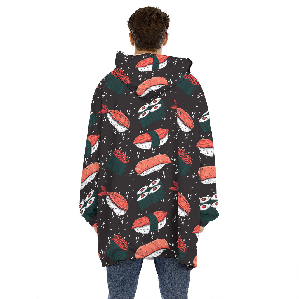 Japanese Sushi Pattern Print Hoodie Blanket