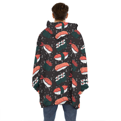 Japanese Sushi Pattern Print Hoodie Blanket