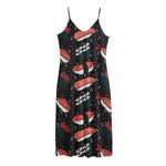 Japanese Sushi Pattern Print Jersey Midi Cami Dress