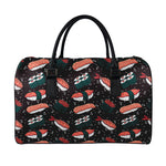 Japanese Sushi Pattern Print Leather Duffle Bag