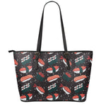Japanese Sushi Pattern Print Leather Tote Bag