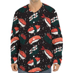 Japanese Sushi Pattern Print Long Sleeve Baseball Jersey