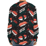 Japanese Sushi Pattern Print Long Sleeve Baseball Jersey