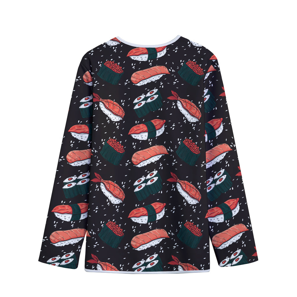 Japanese Sushi Pattern Print Long Sleeve Short Coat