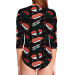Japanese Sushi Pattern Print Long Sleeve Swimsuit