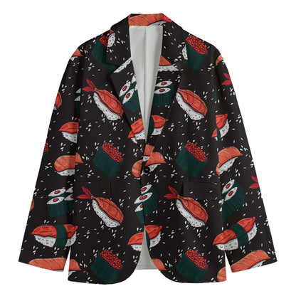 Japanese Sushi Pattern Print Men's Cotton Blazer