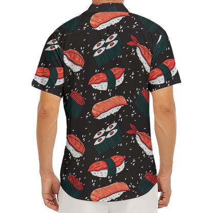 Japanese Sushi Pattern Print Men's Deep V-Neck Shirt