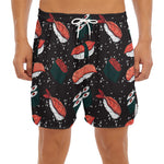 Japanese Sushi Pattern Print Men's Split Running Shorts