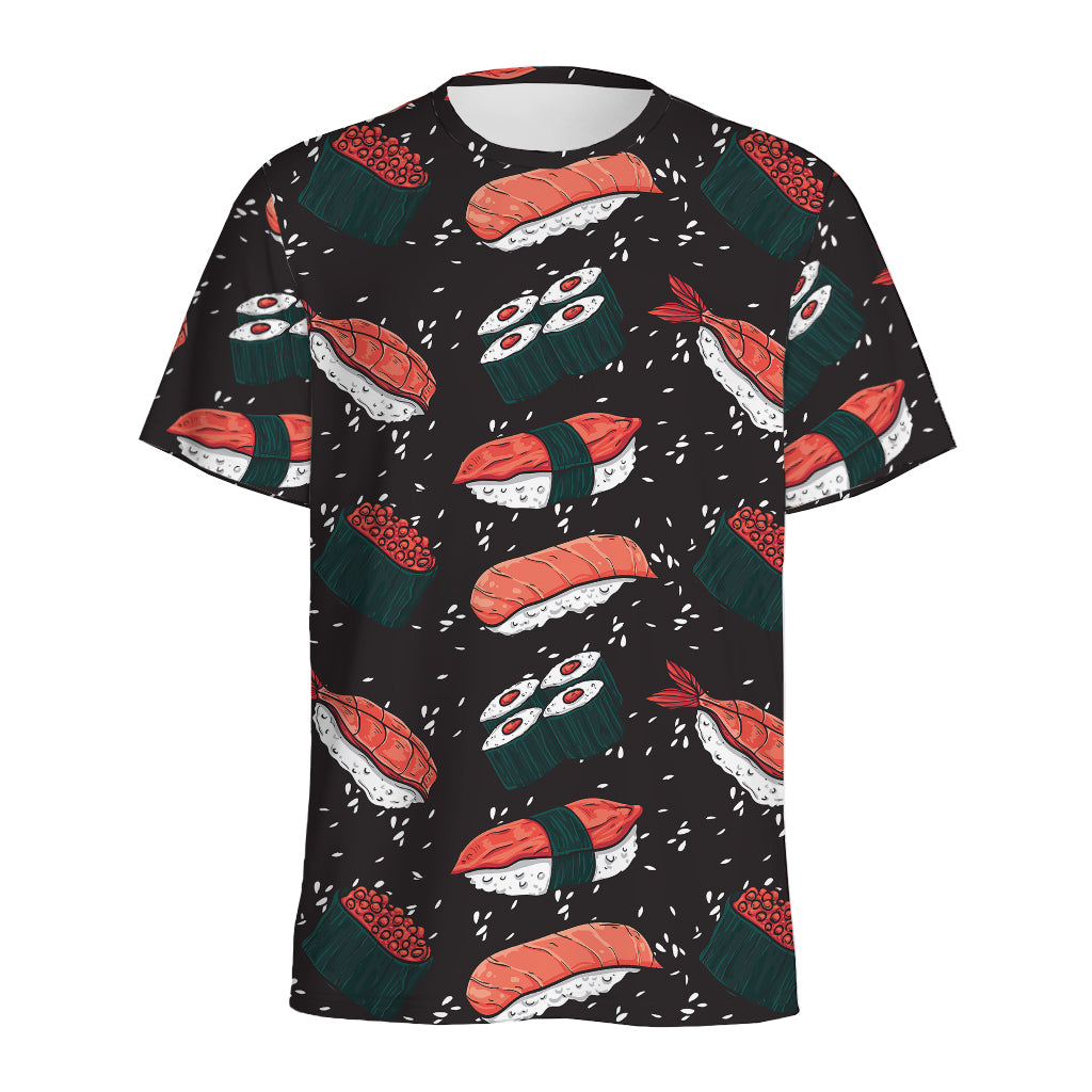 Japanese Sushi Pattern Print Men's Sports T-Shirt