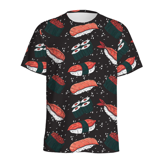 Japanese Sushi Pattern Print Men's Sports T-Shirt