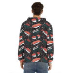 Japanese Sushi Pattern Print Men's Velvet Pullover Hoodie
