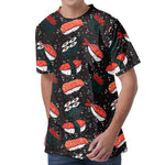 Japanese Sushi Pattern Print Men's Velvet T-Shirt
