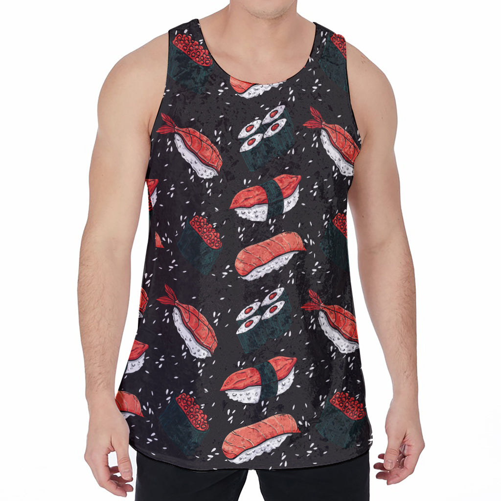 Japanese Sushi Pattern Print Men's Velvet Tank Top