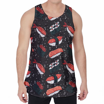Japanese Sushi Pattern Print Men's Velvet Tank Top
